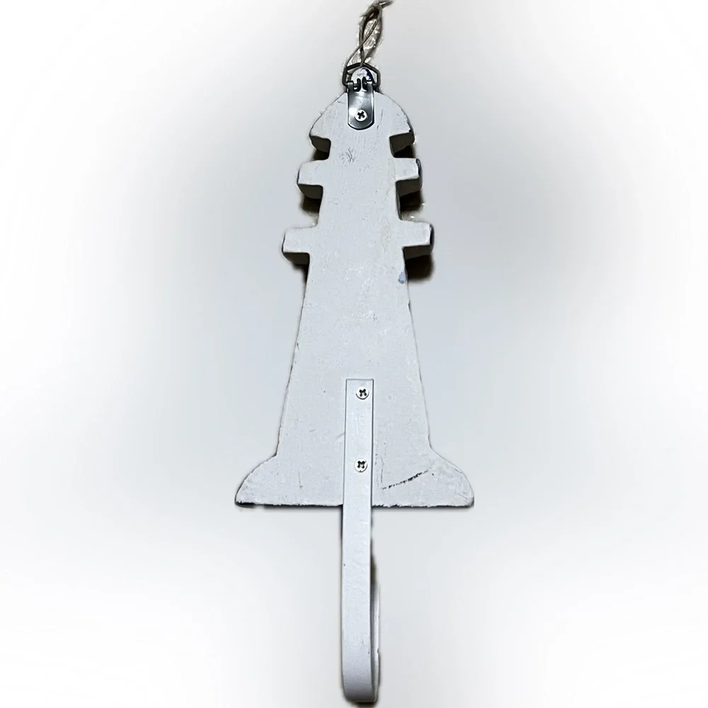 💥Lighthouse Wall Hook 3D Red White Blue Wooden Metal Hanger Decor Ocean